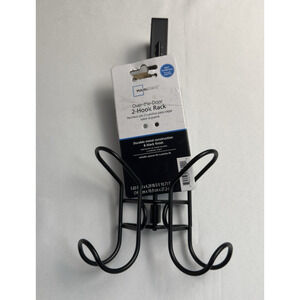 Mainstays Over The Door 2 Hook Metal Rack Black Finish Easy to Install